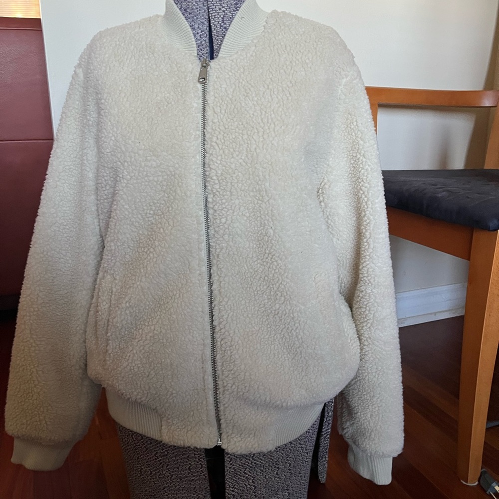 Old Navy Women's Off-White Teddy Jacket